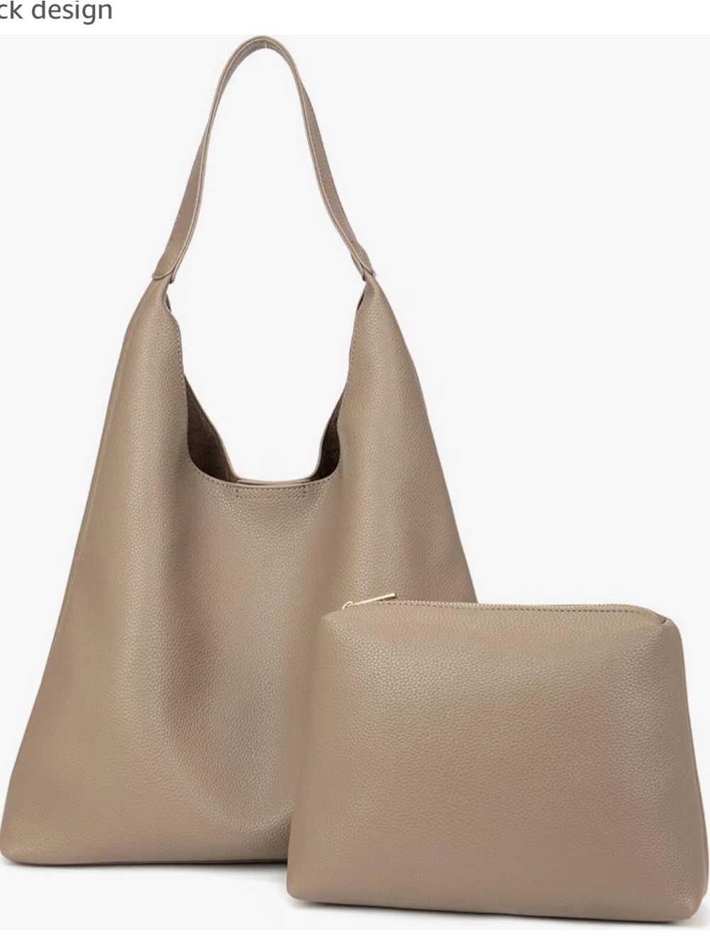 Pebbled Taupe Shoulder Hobo Bag with Matching Pouch
